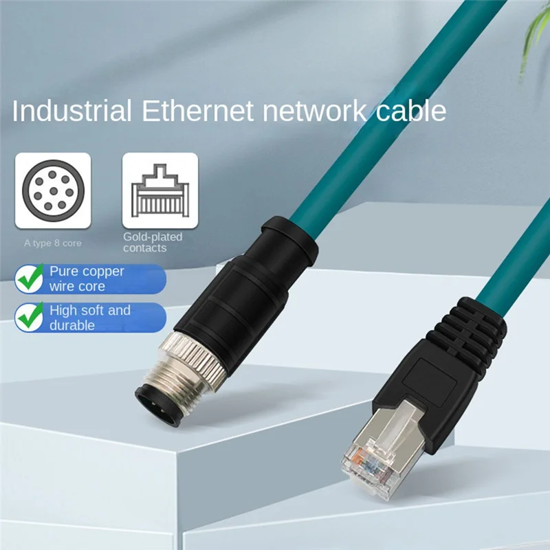 ABSQ-M12 X-نوع شبكة كابلات الموصلات 1 متر 8Pin إلى RJ45 ذكر X الطيران التوصيل كاميرا صناعية الاستشعار سحب سلسلة خط