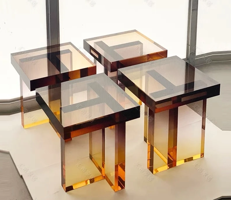 

Customized translucent purple acrylic coffee table simple style acrylic coffee table sofa living room decoration