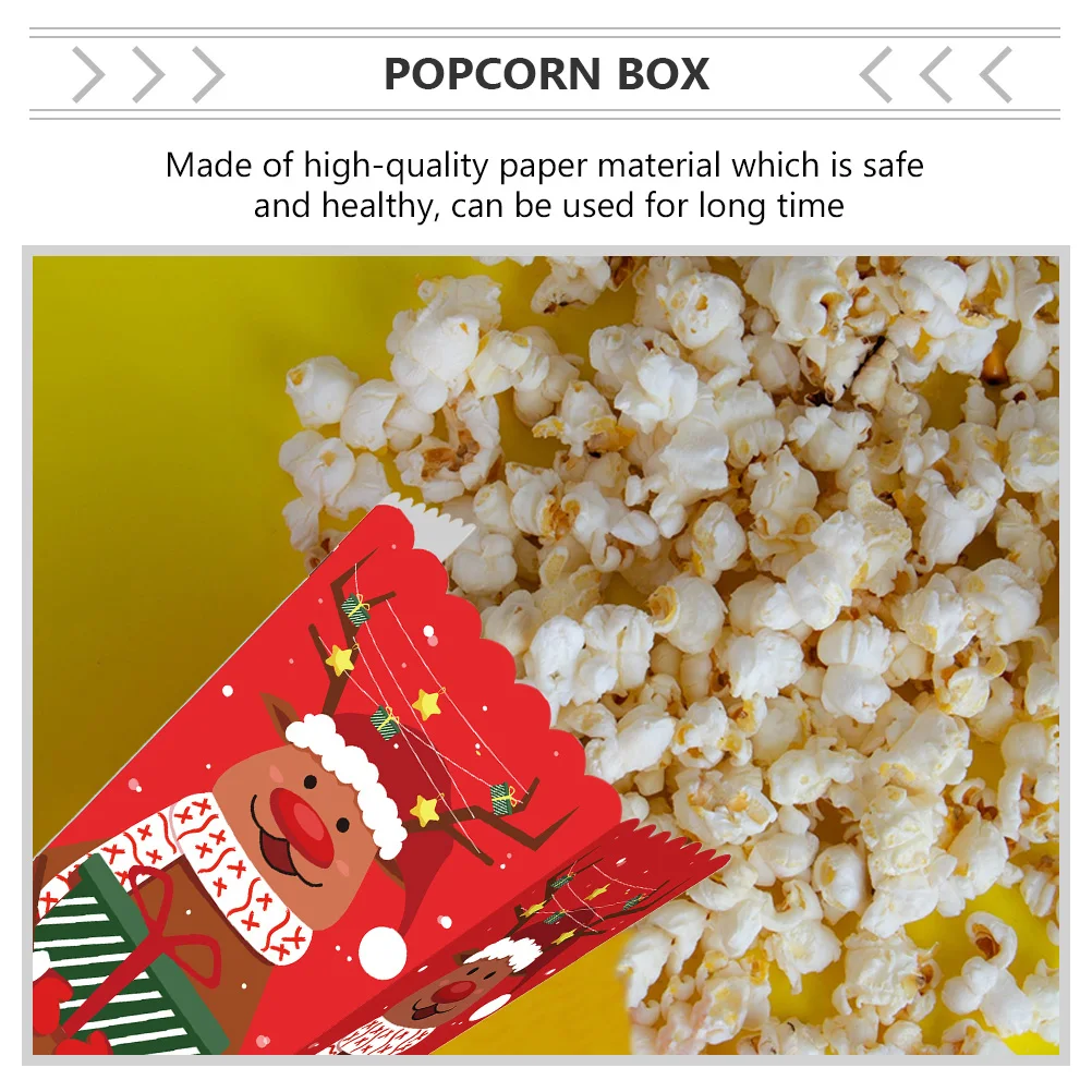 12pcs Popcorn Box Christmas Style Movie Night Fries Cup Popcorn Package Boxes Exquisite Paper Candy Snack Containers Xmas decor