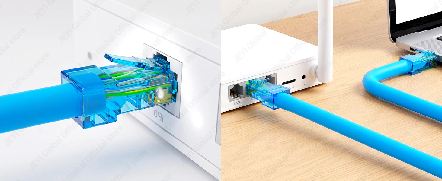 JEYI RJ45 Cat6 Durchgangsverbinder in verschiedenen Farben, einfach zu crimpen, modular für massives oder verseiltes UTP-Netzwerkkabel, 100/50/10 Stück – Detail 8