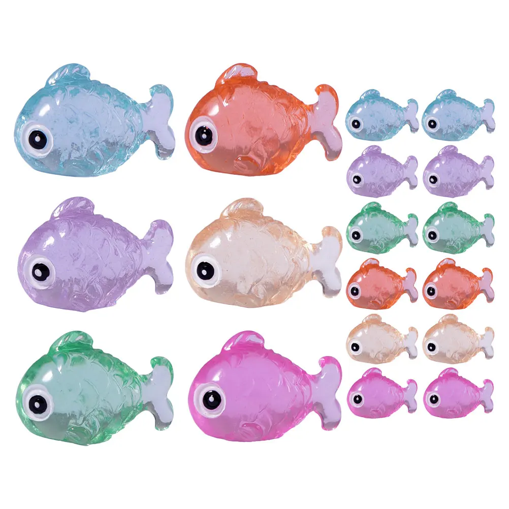 

30pcs Luminous Fish Statue Resin Glow in Dark Miniature Fairy Garden Ornament for Decoration Micro Fish Figurine