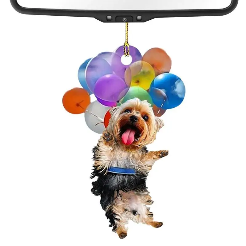 Acrylic Colorful Balloon Hanging Ornament Puppy Car Pendant Car Hanging Ornament Cute Dog Keychain Hanging Pendant Accessories