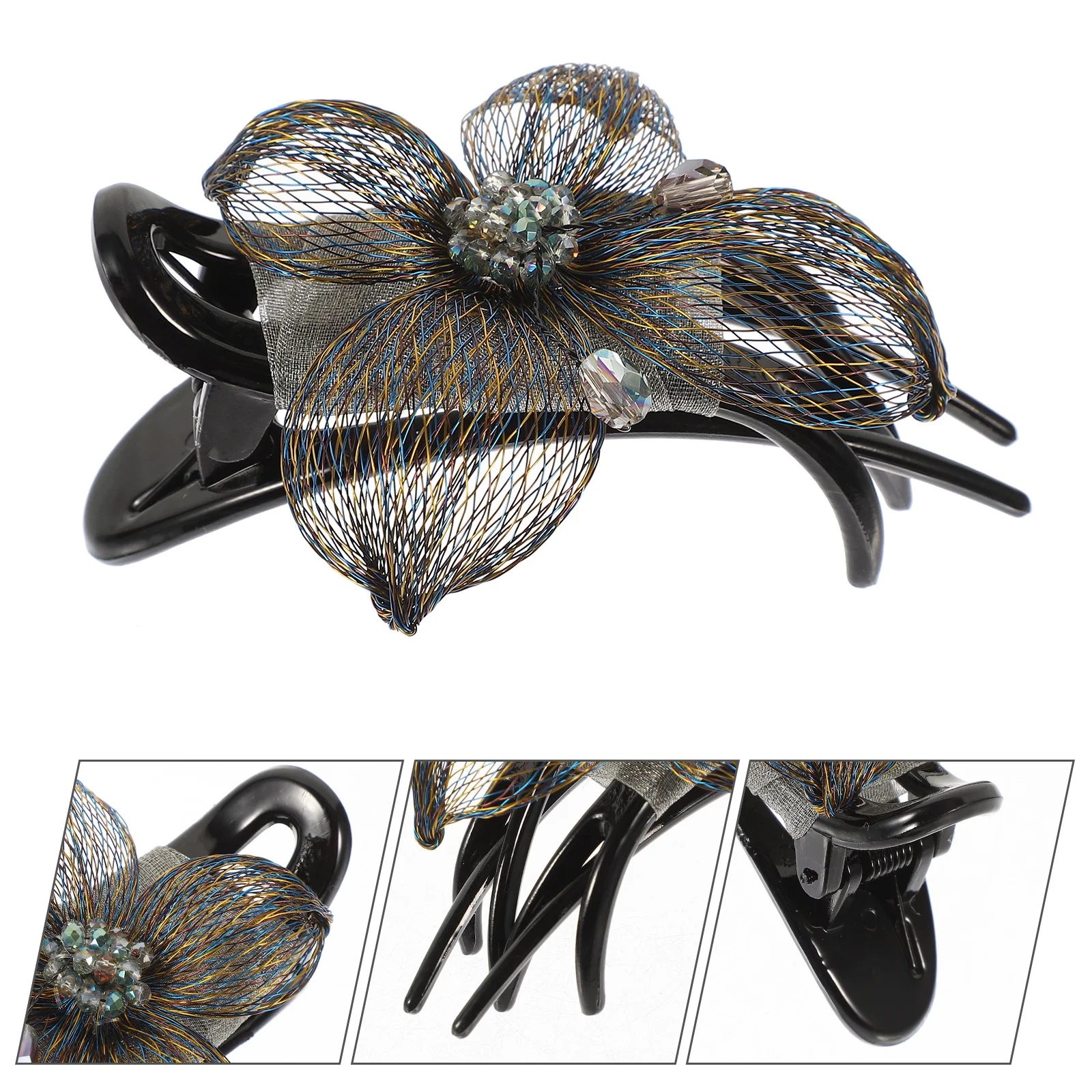 

Duck Billed Hair Clip French Claw Clip With Silk Flower Flat Clips For Thick Curly Long Hair Styling Sectioning Tool Accessory