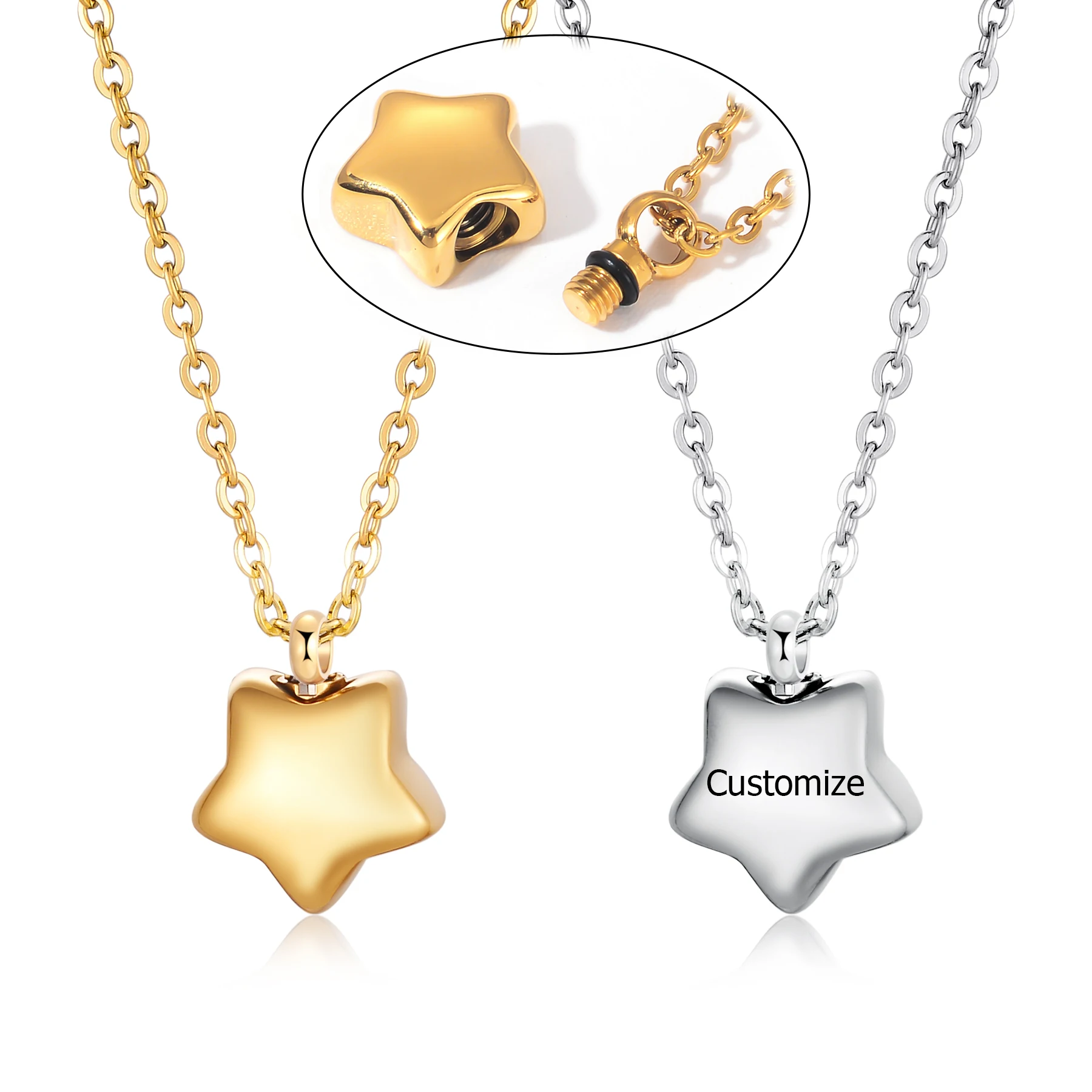 

Ожерелье-урна в форме звезды для домашних животных/человеческого пепла, нержавеющая сталь, кремация, ювелирные изделия на память, индивидуальное имя, дата, мемориальные подарки