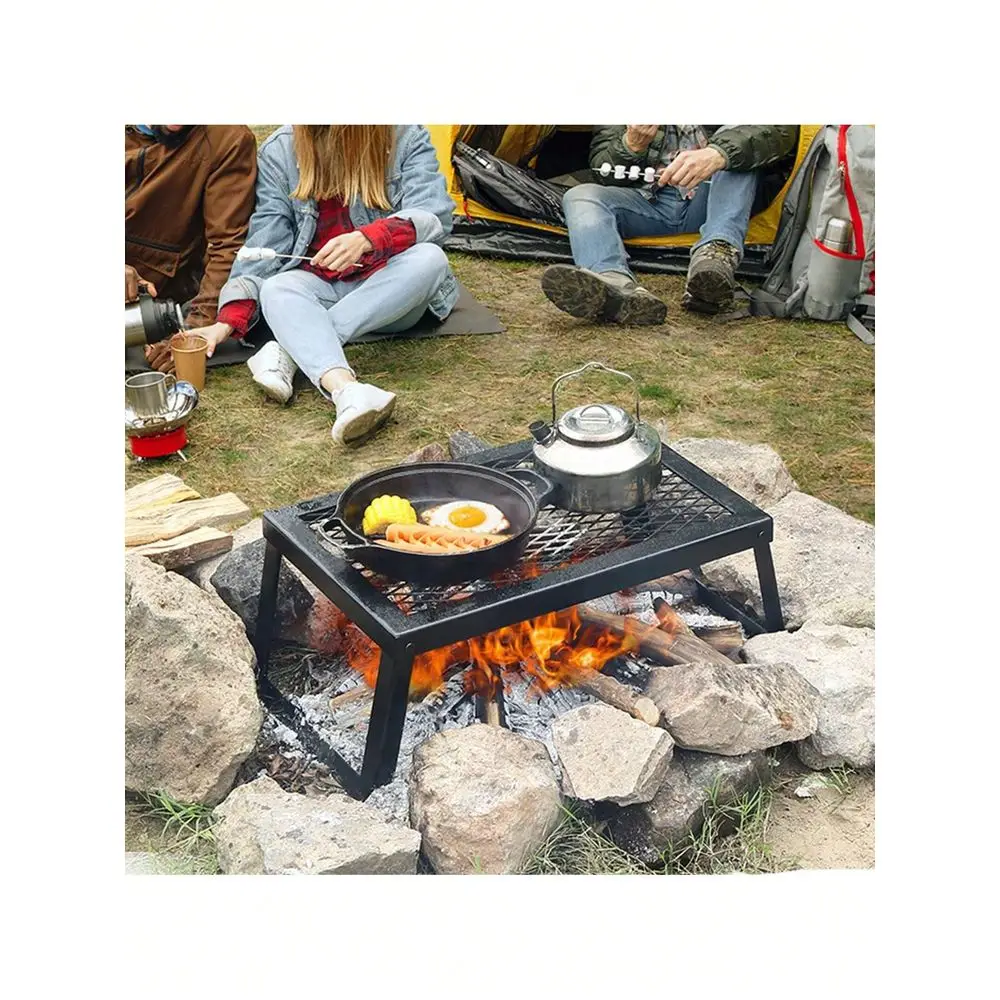 

Campfire Grill, Heavy Duty Steel Mesh Grate, 18 Portable Camping Grates Over Fire Pit, Camp Fire Cooking Equipment With Legs Ca