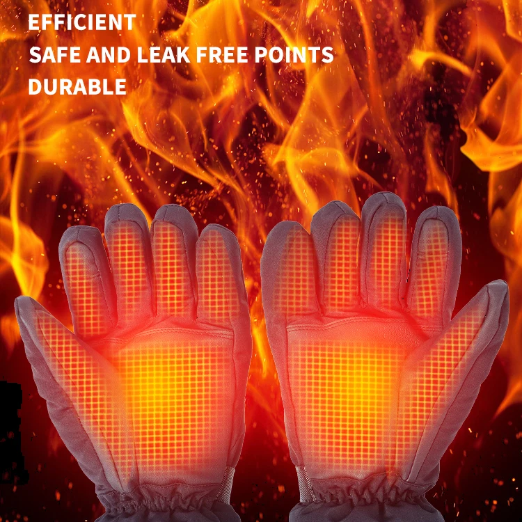 Warm Fashion Women Usb Heated Gloves Waterproof PU Leather Graphene Ski Heated Mittens for Winter