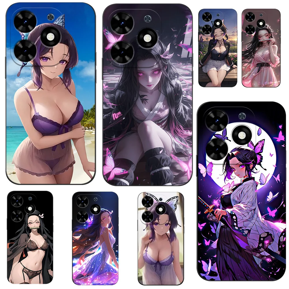 Case For Tecno SPARK GO 2024 POP 8 Silicon Phone Back Cover black tpu case Demon Slayer NezukoBikini