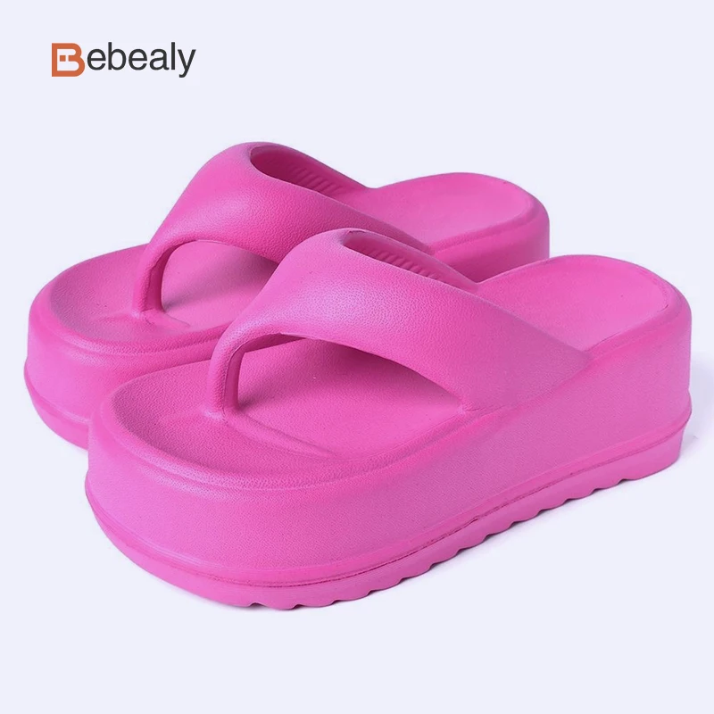 

Bebealy Platform Women Flat Sandals Summer Outdoor Thick Sole Beach Slippers Deep Heels Home Slippers Soft Non-slip EVA Sandals