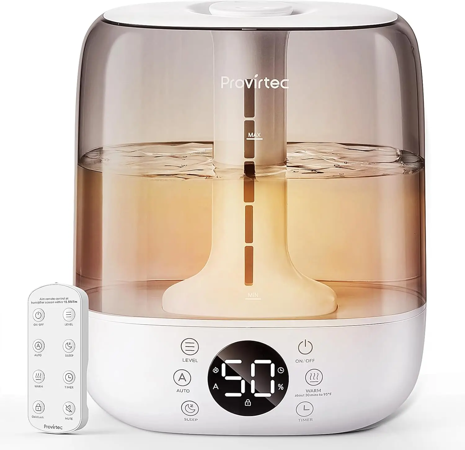 

6L Self-Cleaning Humidifier for Large Room, CleanCare Warm & Cool Mist, No-Leak Design & Top Fill, 60 Hour Runtime