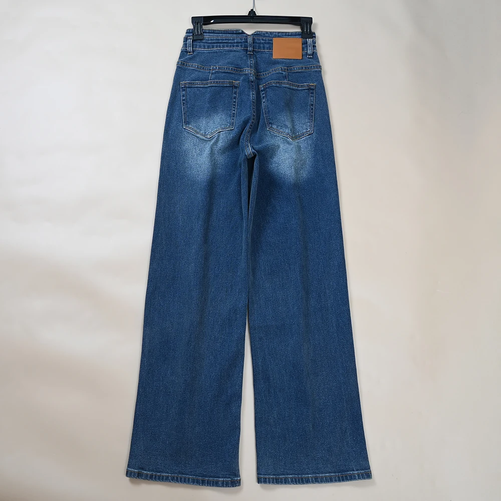 

Хлопковые прямые джинсы с высокой талией для женщин, осень-зима, новые лоскутные женские длинные брюки, повседневные джинсы на молнии