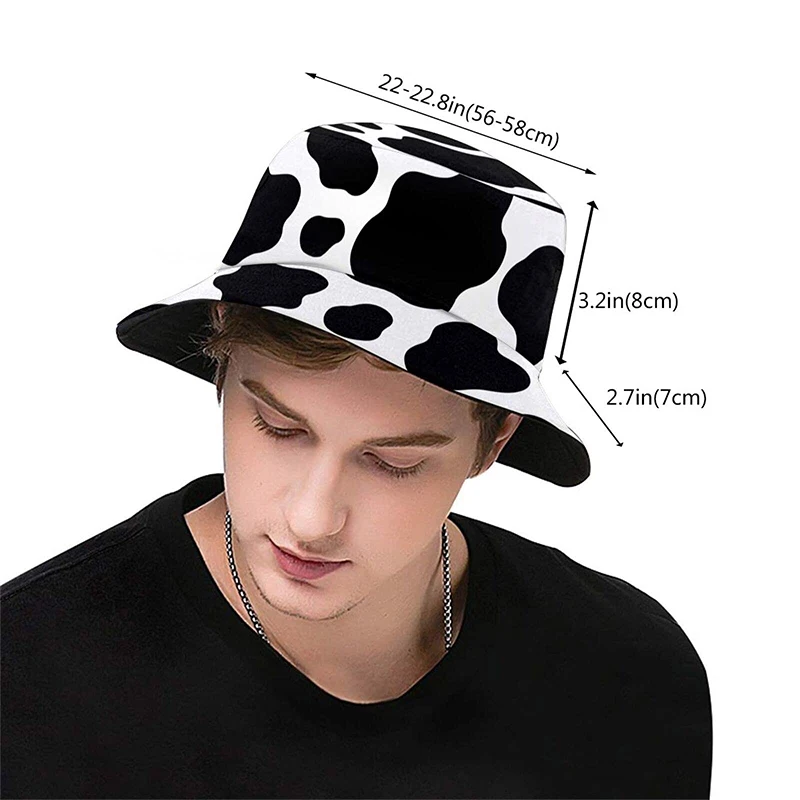 Cow Print Bucket Hat Foldable Cratoon Duck Fisherman Hats Women Me Spring Summer Panama Caps Fashion Sun Protection Cap