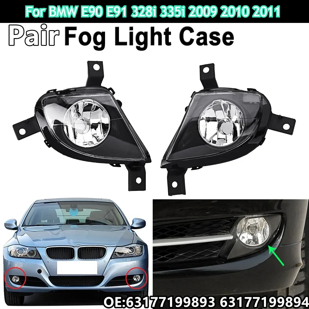 

Pair For BMW E90 E91 LCI 2009-2012 Front Bumper Fog Light Fog Lamp Anti-Fog Lamp For 318 320 325 328 330 Foglights Driving Light