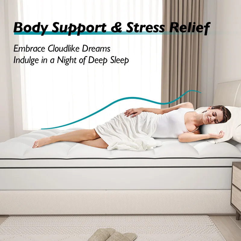 مرتبة إسفنجية الذاكرة توبر كوين حجم طبقة مزدوجة 4 بوصة وسادة مرتبة جل رغوة الذاكرة غطاء علوي مع جيب عميق #6