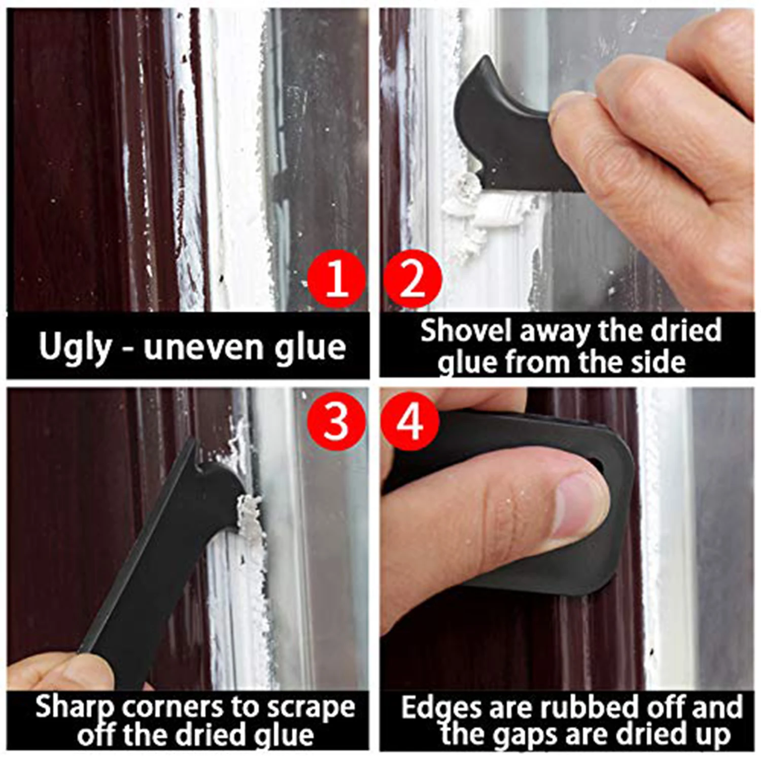 Silicone Scraper Glue Remover Knife Angle Beauty Crevice Spatula Tool Grout Scraper Kit 5in1 Multifunction Coner Caulking Tool