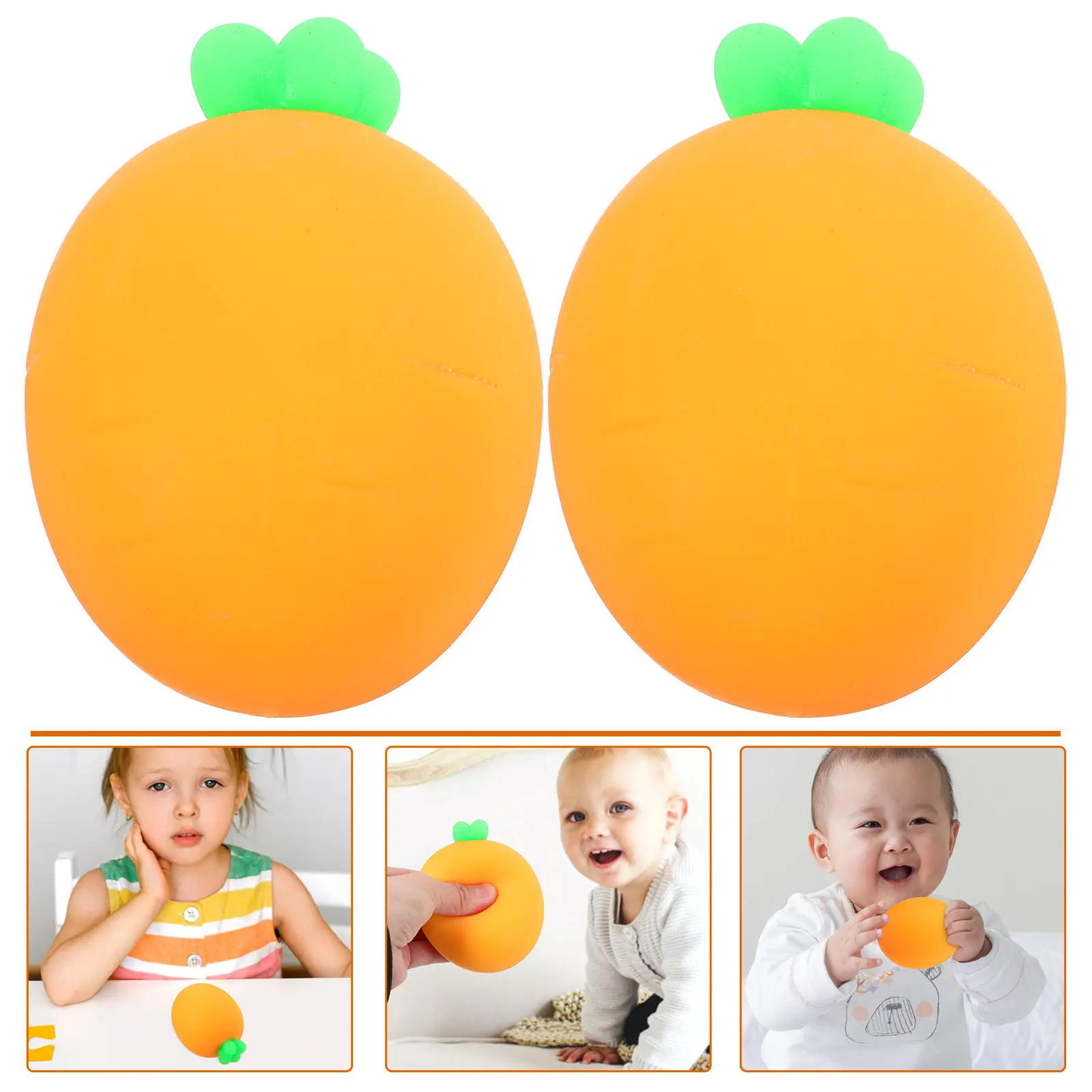 

2Pcs Realistic Carrot Squeeze Stretchy Stress Relief Fun Kids Small Sensory Play Item Squeeze Toy Stretchy Carrot