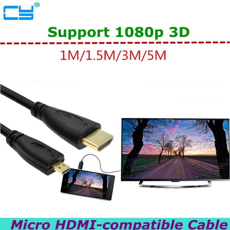 Micro HDMI-Compatible to HDMI-compatible Cable  HD 1080P Cable, Suitable for Mobile Phone Digital Camera Monitor TV Camera