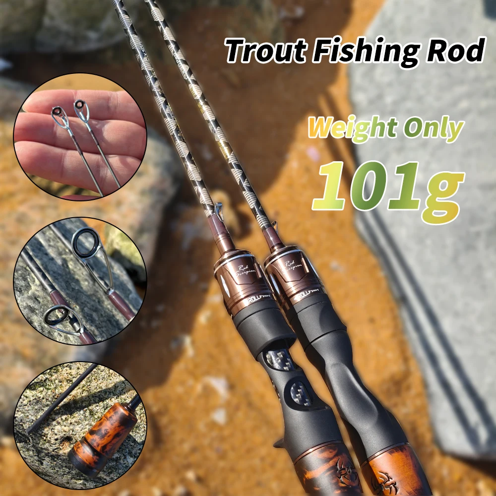 

Удочка ROLLFISH Ultralight для ловли форели, с чувствительным кончиком, сверхлегкая, из углеродного волокна, для спиннинга и кастинга, для пресноводной рыбалки