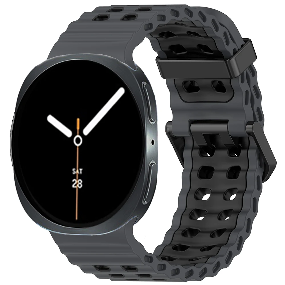Ocean Silicone Strap for Samsung Galaxy Watch 8 Classic 46mm Two-tone Bracelet for Galaxy Watch 9 8 40mm 44mm Double buckle Band