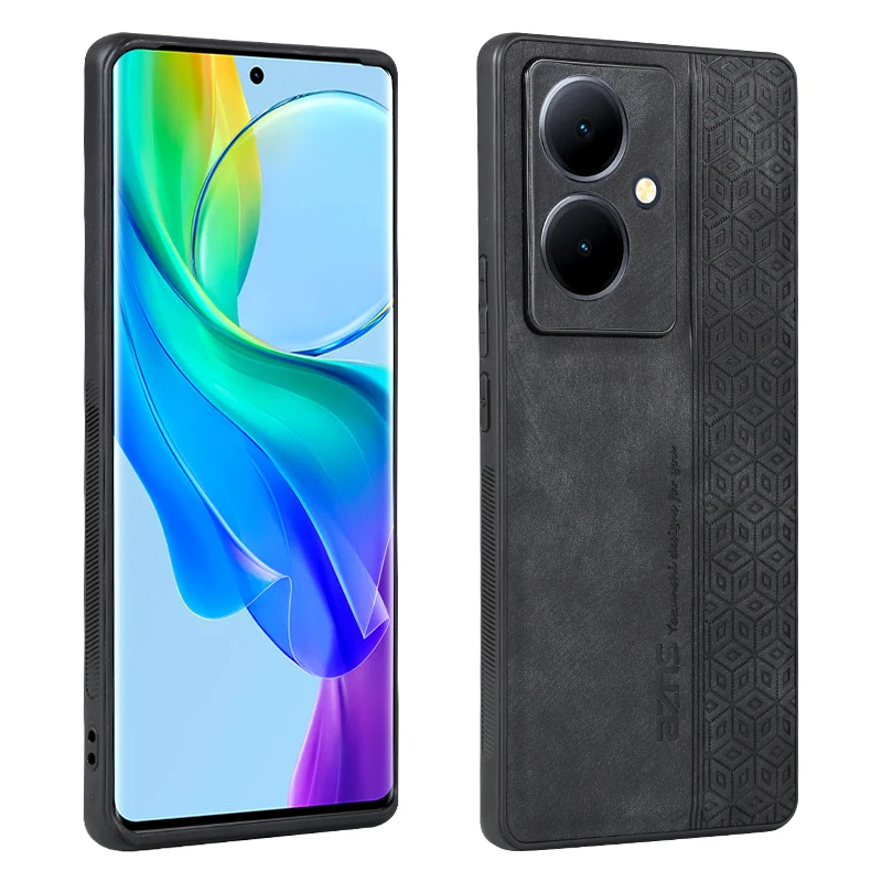 

TUP+Luxury Retro 3D Embossed Leather Back Cover For vivo V29 Lite Bumper Coque Fall prevention Phone Case For vivo V29 Lite