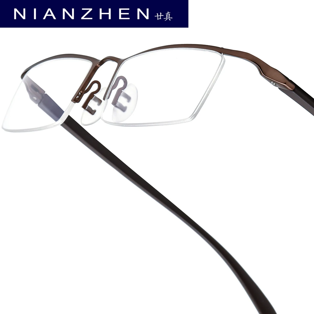 

NIANZHEN TR90 Alloy Eyeglasses Men Brand Design Semi-Rimless Square Glasses Frame Women Ultralight Half-Rim Retro Eyewear 8190