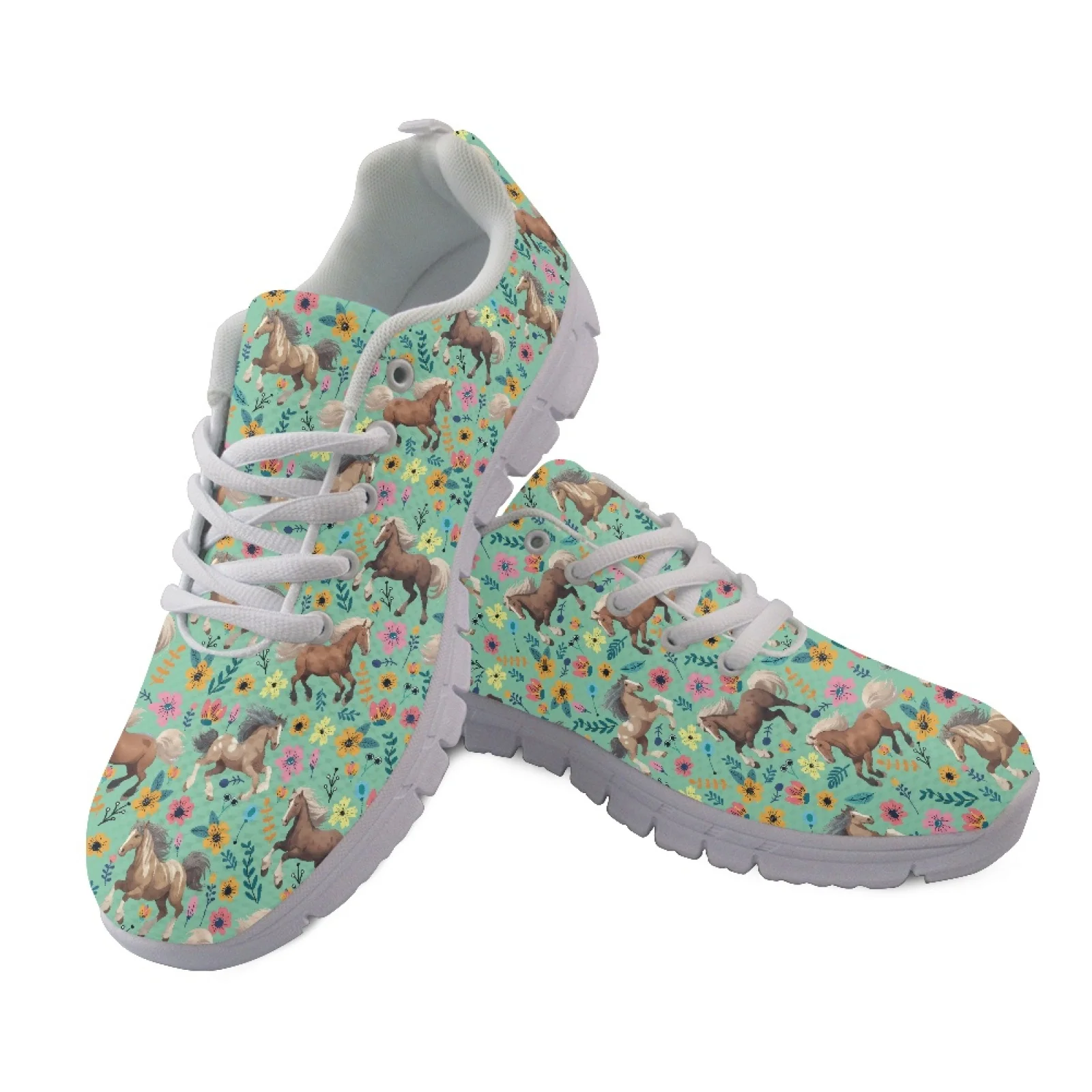 Coloranimal Sunflower Horse Print Mesh EVA Sole Mens Athletic Trainers Non slip Sole Running Walking Shoes for Women 2026 New