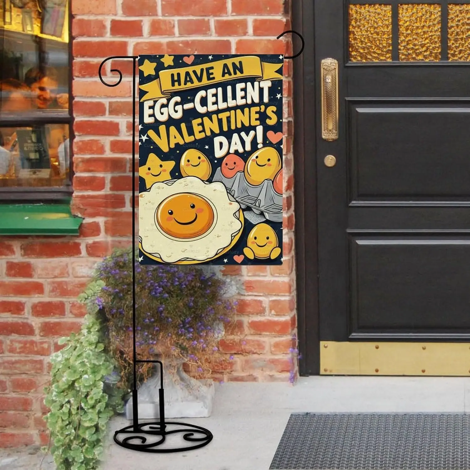 Garden Flag “Have An Egg-cellent Valentine’s Day” Double Sided 12x18 In Small Burlap Seasonal Yard Decoration for Outside Po EEZ