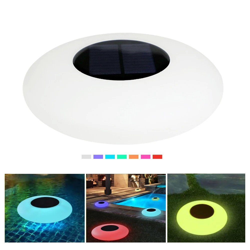 1pc Solar Floating Pool Lights, 16 RGB Colors Changing Solar Swimming Pool Light Outdoor Solar Garden Light for Patio Pool Yard
