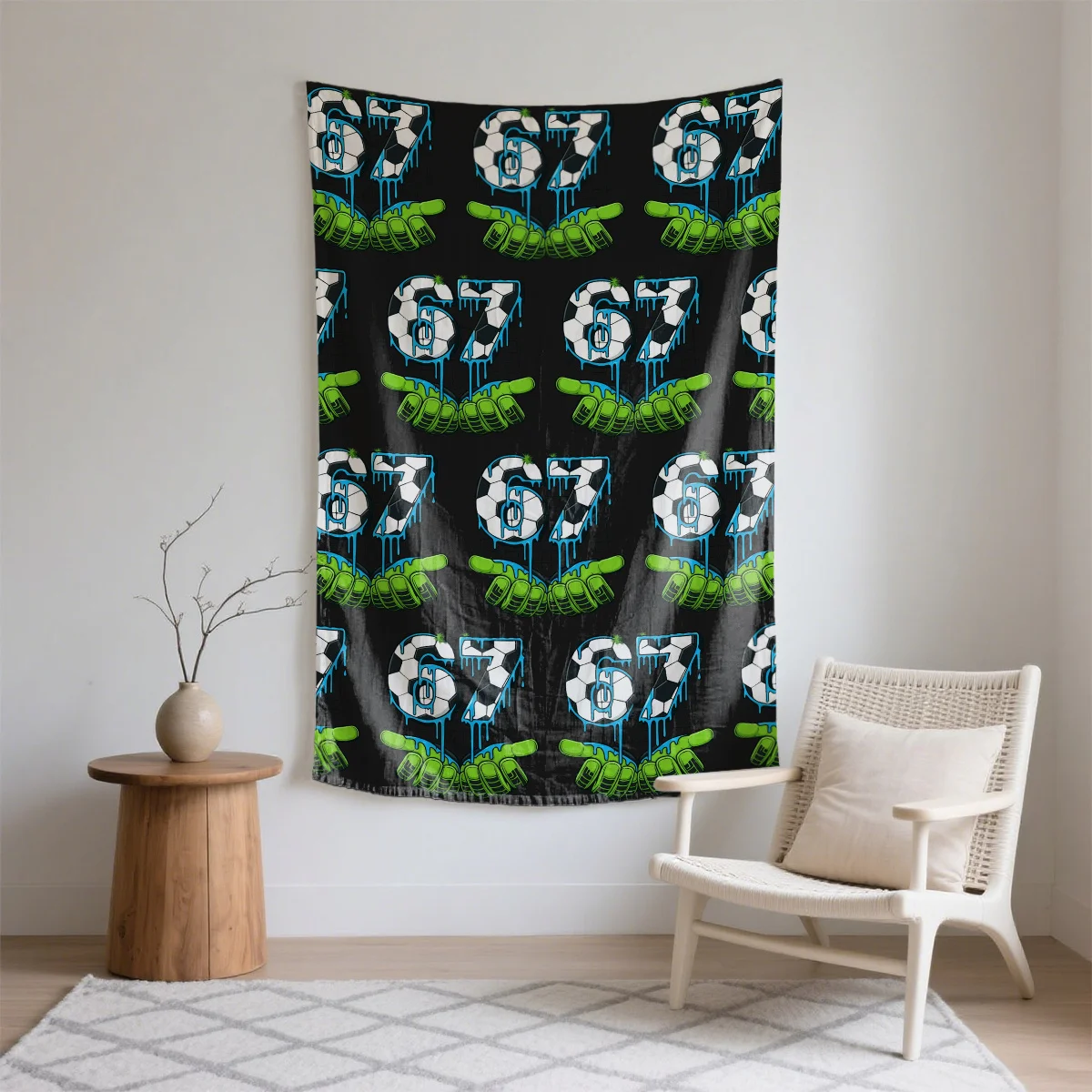 Repeating 67 socr with gloves Digital printing polyester wall tapestry suitable for use living rooms bedrooms offices bars party