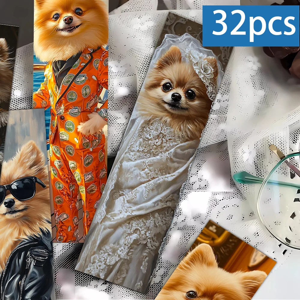 32 marque-pages à thème chien Pomeranian tendance, Noël, cadeau pour enseignant, cadeaux de rentrée scolaire, designs artistiques créatifs