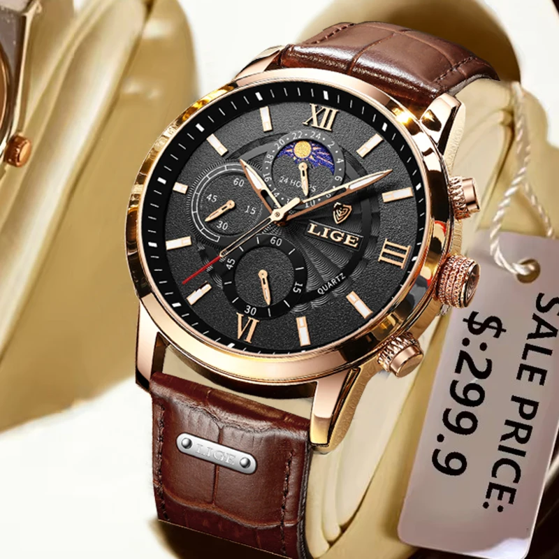 

LIGE новые мужские часы лучший бренд класса люкс водонепроницаемые светящиеся спортивные наручные часы кварцевые военные кожаные часы для мужчин Relogio Masculino