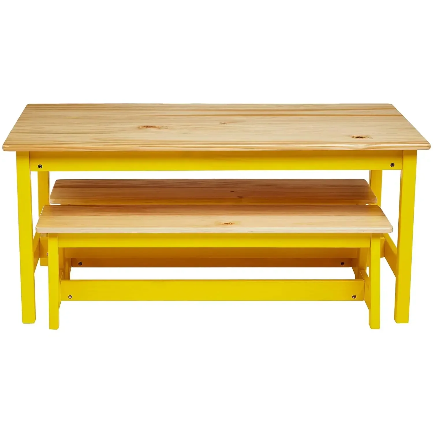 Basics Indoor Kids Table and Bench Set, Natural, 3 Count (Pack of 1)