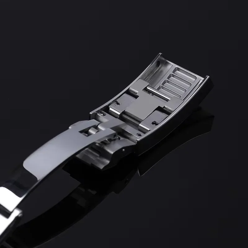 Steel Folding Buckle Glide Lock Fit For Rolex Submariner Oysterflex Daytona GMT Watch Band Strap Deployment Clasp 9mm