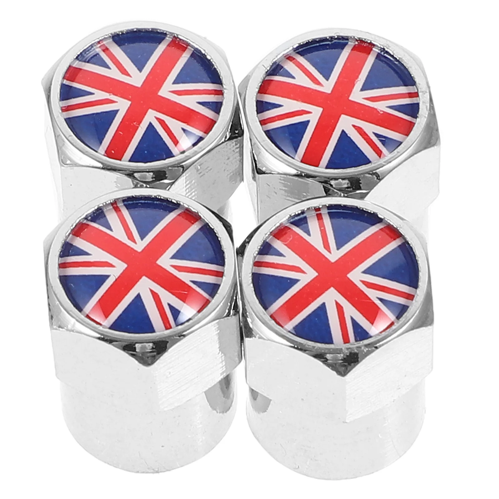 

4pcs Stainless Tire Stem Caps Uk Universal Tire Valve Caps Flag Design Durable Auto Car Truck Motorcycle Wheel Valve Covers