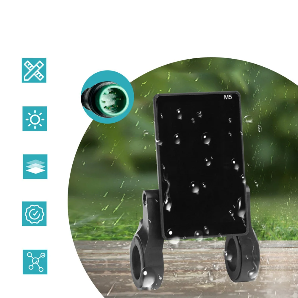 

Electric Bicycle LCD Instrument Panel For LCD-M5 5-pin Waterproof Connector ABS Black 24V-72V For Mountain Electric Bike