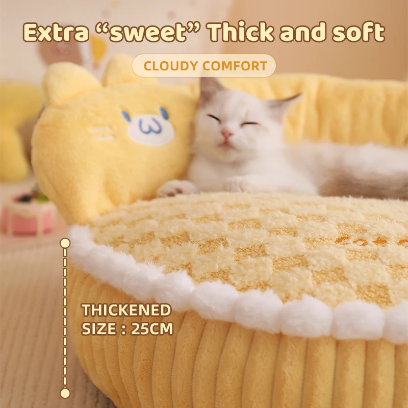 HOOPET Cat Litter Winter Warm Cat Bed Donut Security Sleeping Pad Thick All-season Universal Sleeping Nest Winter Cat Sofa