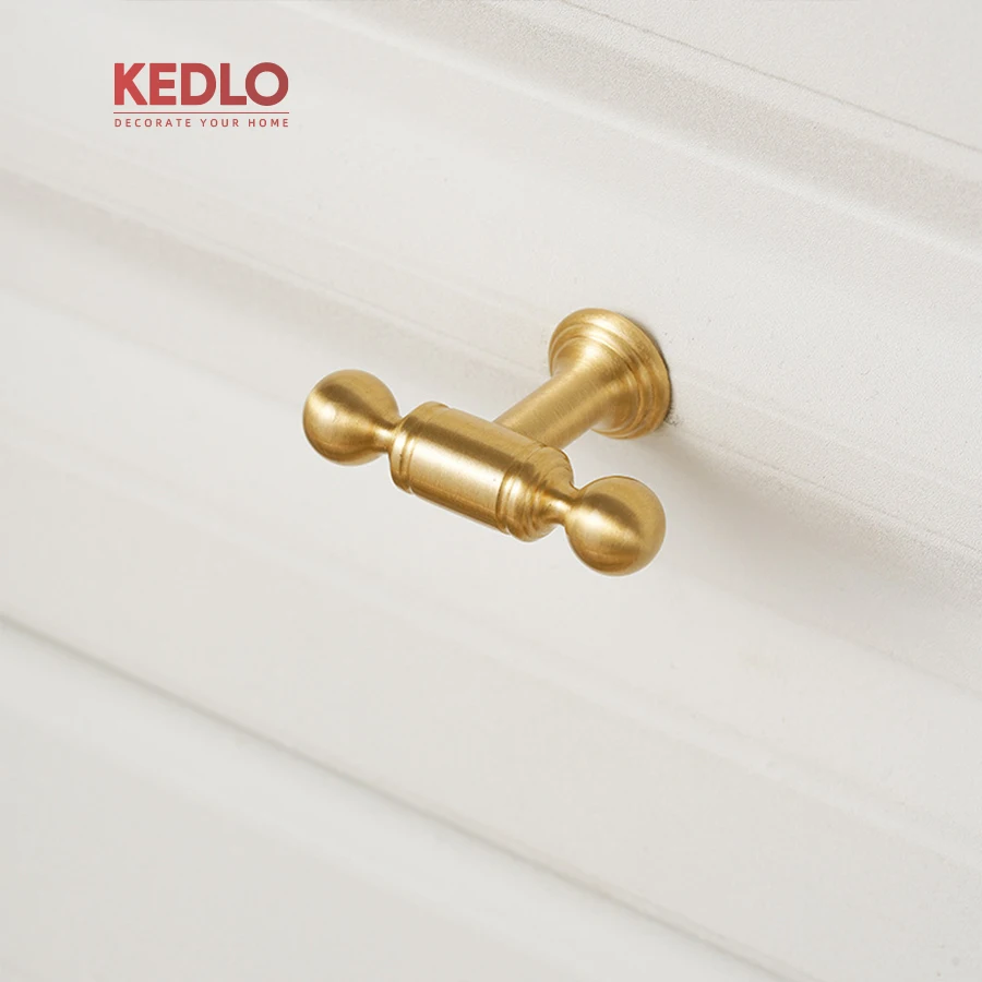 KEDLO Europäischer Retro-Antik-Messinggriff für Küchenschränke, massiver Messinggriff in Gold, langer Schubladengriff – Detail 11