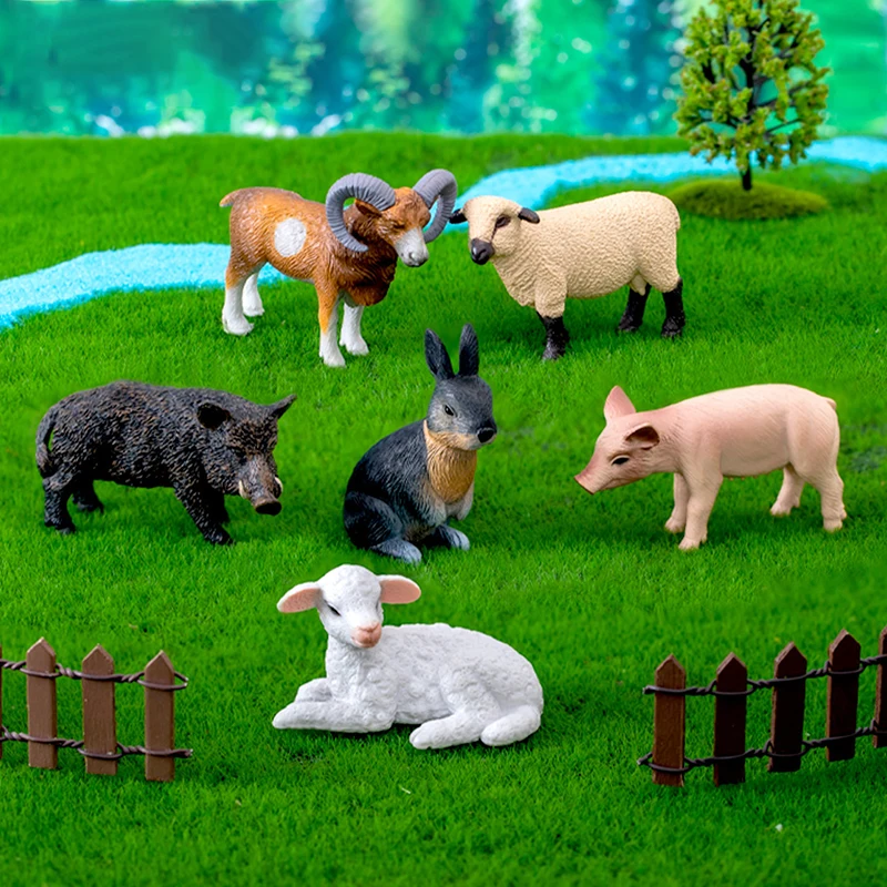 1Pc Simulation Mini Cute Wild Animals Horse Cow Sheep Doll Figure Children's Collection Toy Gift Simulation Animals Model