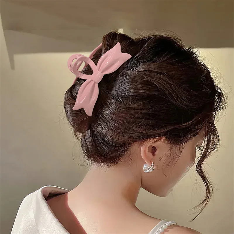 13cm Large Lacquer Bow Hair Clip Women\'s Fashionable and Elegant Macaron Color Hair Clip Shark Clip Hair Accessories