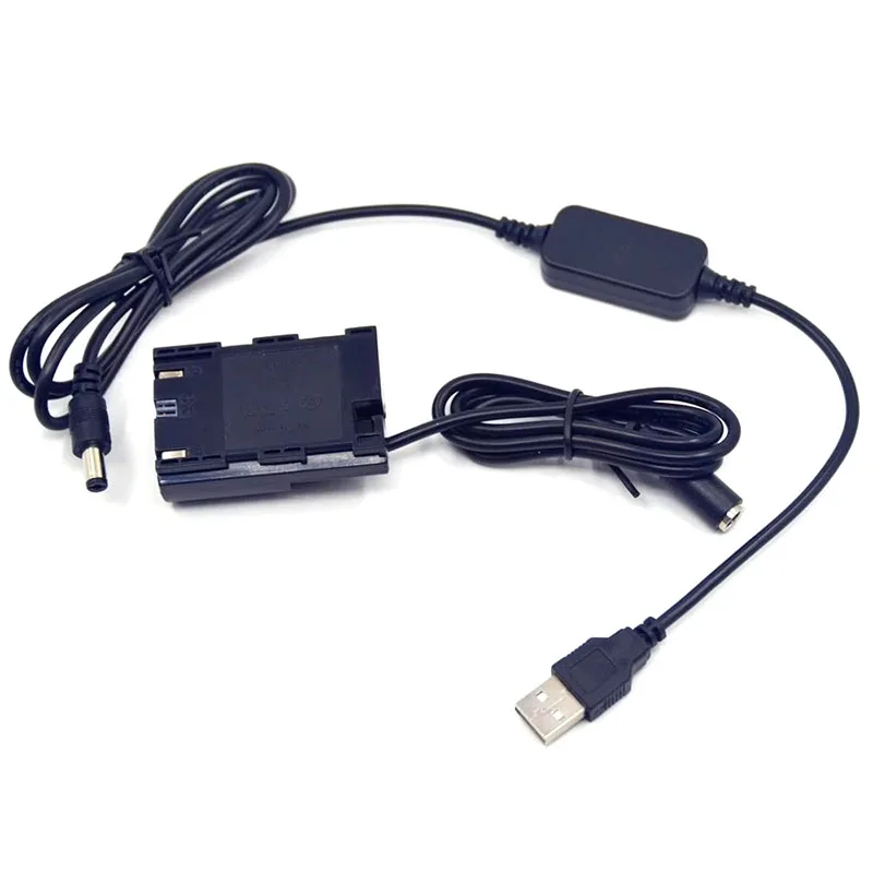 Power Bank 5V USB Cable Adapter + LP-E6 Dummy Battery DR-E6 ACK-E6 for Canon EOS 5D Mark II III 5D2 5D3 6D 7D 60D SLR Camera