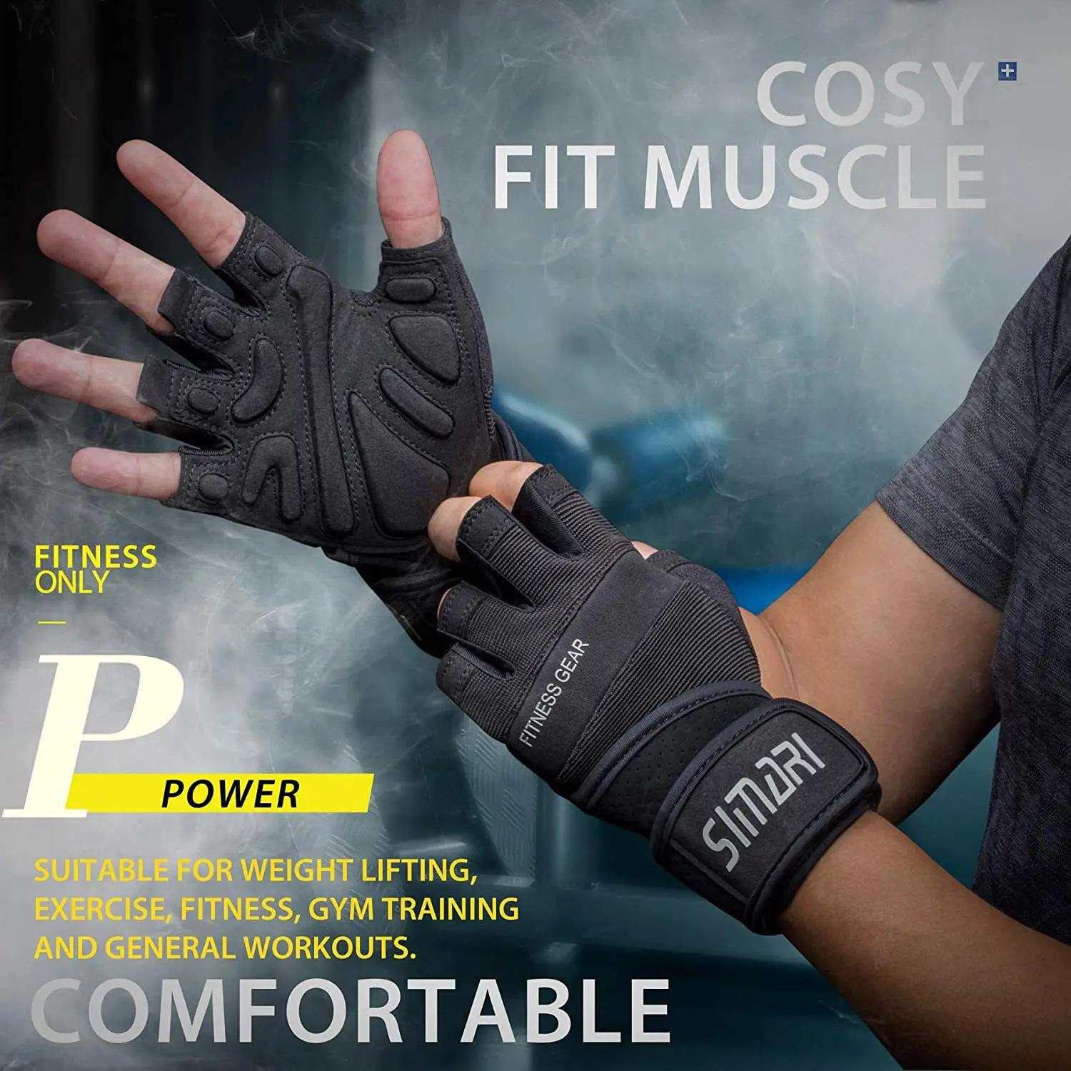 Guantes de gimnasio Fitness levantamiento de pesas culturismo muñequera entrenamiento deporte medio dedo entrenamiento Fitness guantes para hombres