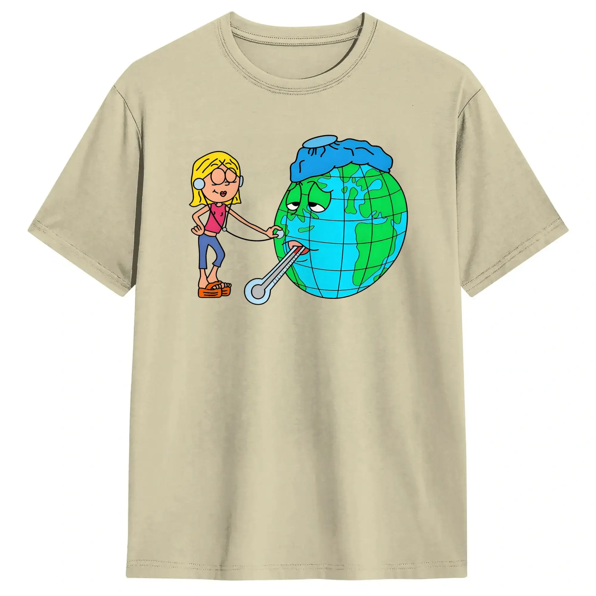 Casual T Shirt Summer Lizzies McGuires Leisure T-Shirts Save The Planet  100% Cotton Tee Shirt for Male Y2K Short Sleeve Tops