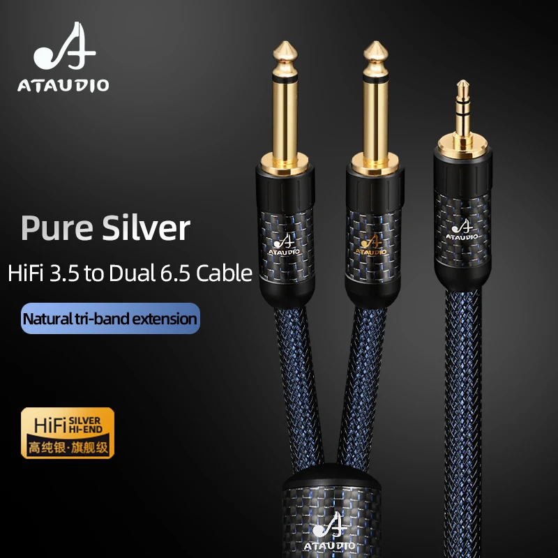 

ATAUDIO HiFi 3,5-двойной кабель 6,5 Y-разветвитель Jack Стерео 3,5–двойной 6,5 мм Аудиокабель TS для микшерного усилителя