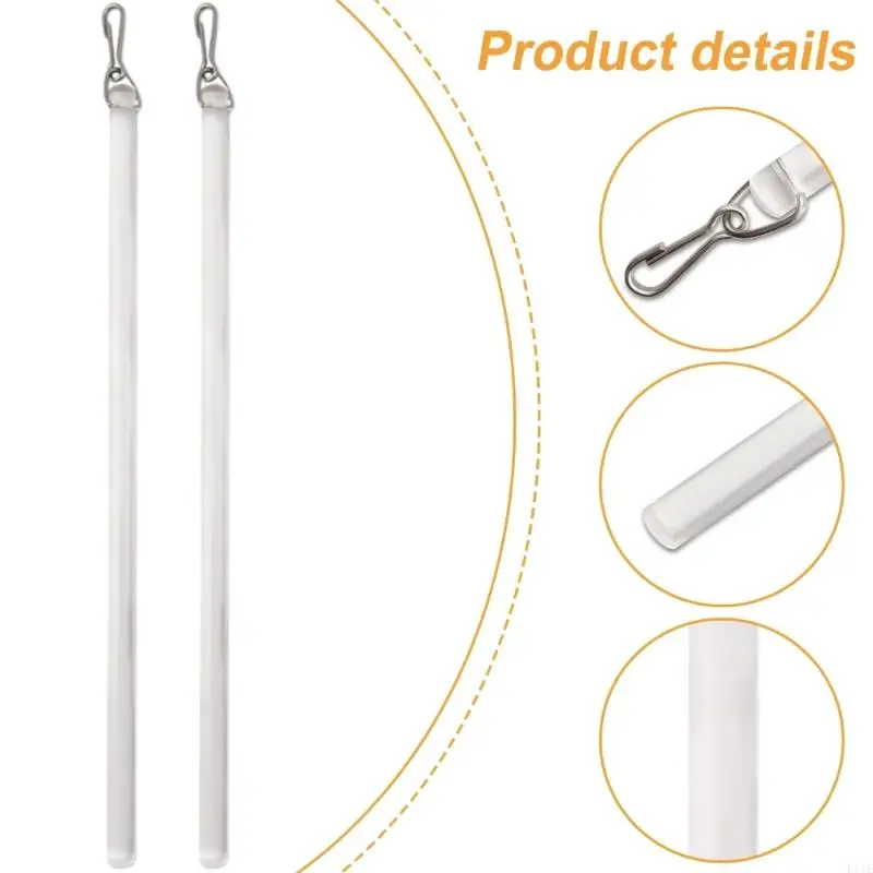 K1AE Curtain Pull Wand 17Inch Clear 2Pieces Set for Drapery Opening and Closing Rod