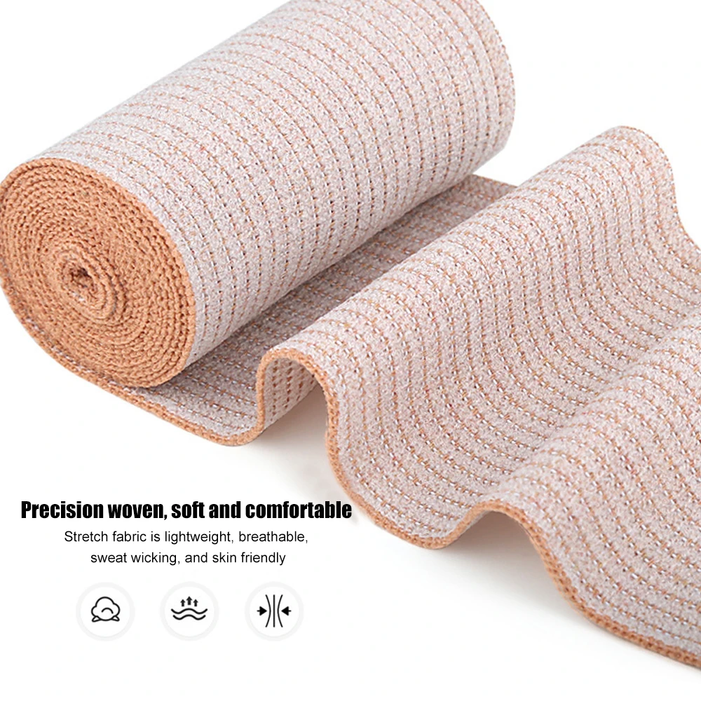 Premium Elastic Bandage Rolls, Strong Compression Bandage Wrap, Extra Clips for Sports, Sprains, Wrist, Ankle, Foot, 1Roll