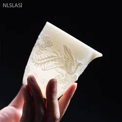 200ml High End Dragon Pattern Tea Cup White Porcelain Fair Cup Premium Ceramic Tea Accessories Home Beauty Tea Cup