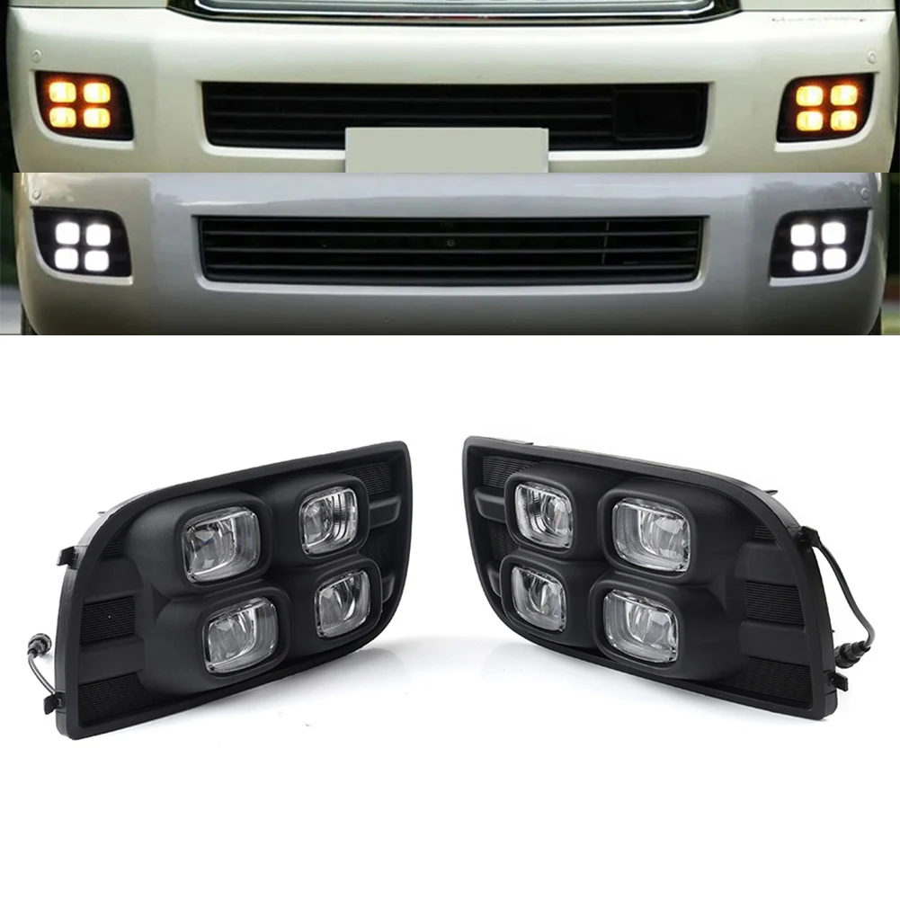 Car Front LED Running Light Daytime Fog Lamp Turn Signal For Toyota Sequoia XK60 SR5 Limited Platinum 08-17 ABS Black