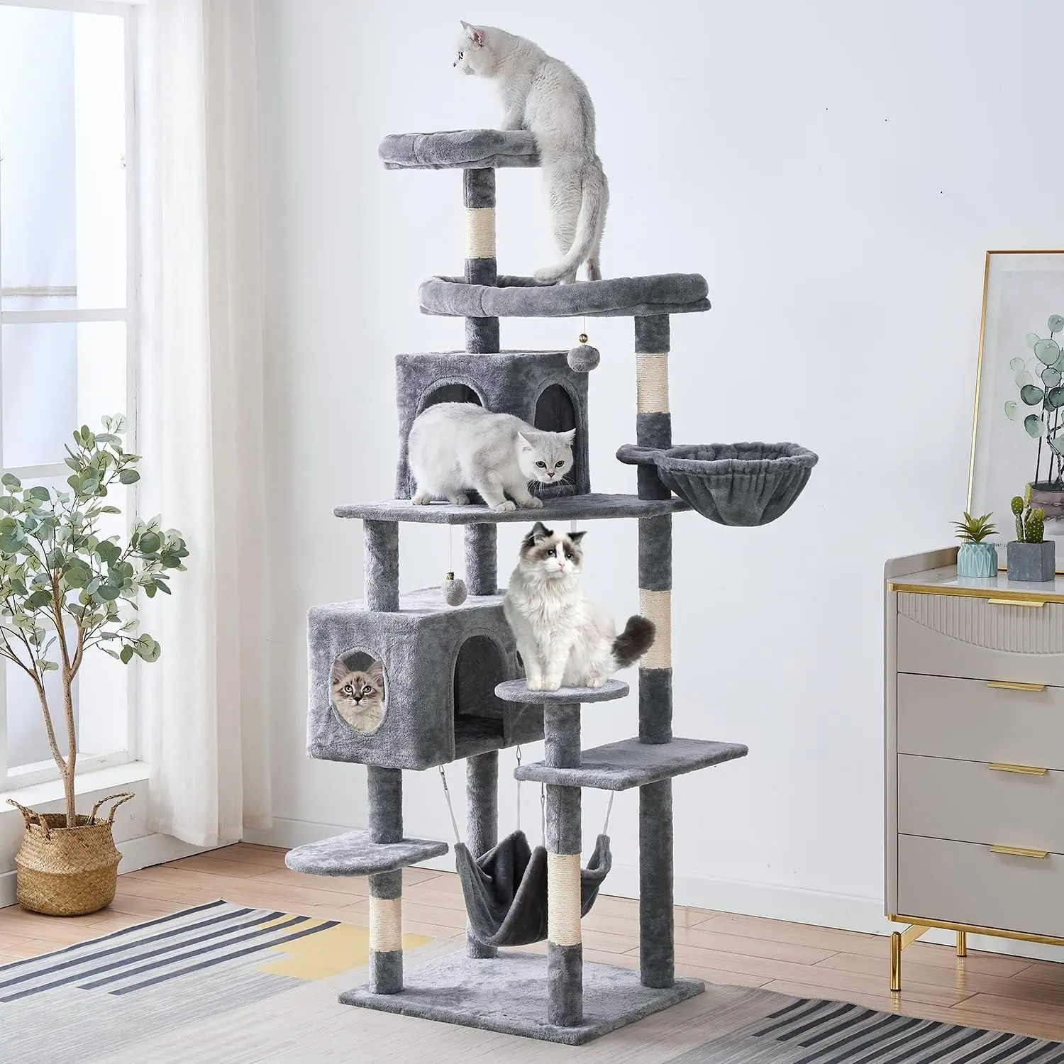 Indoor Cat Tree Tower para gatos, poleiros Plush, Atividade C, 71.6 in