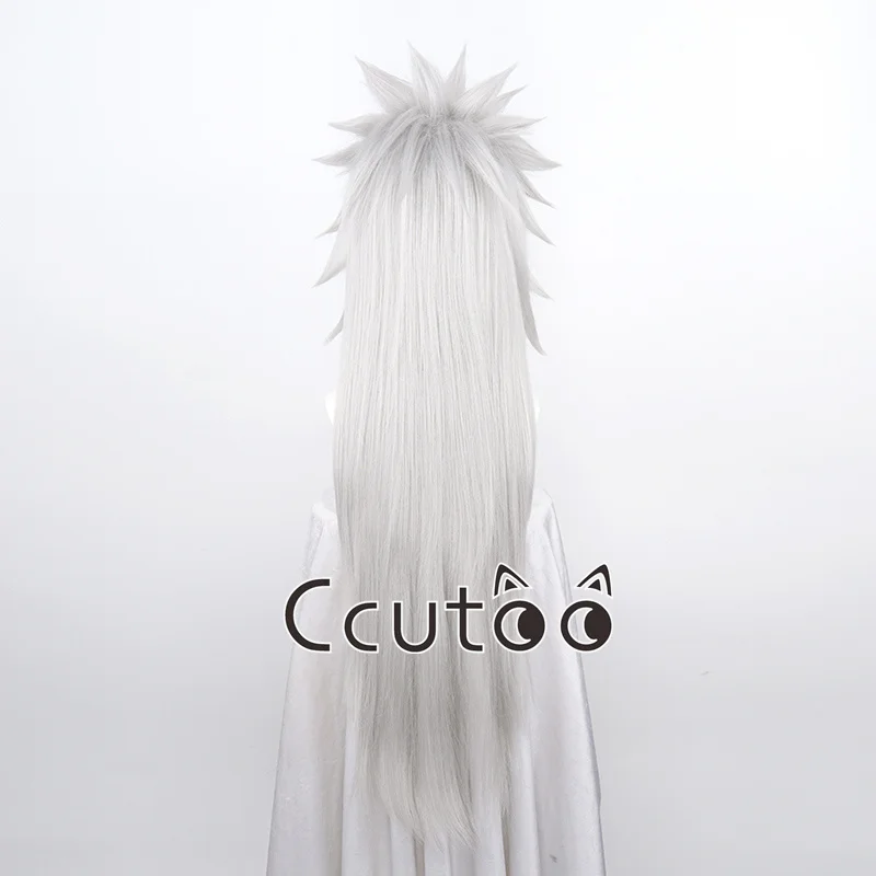 ccutoo New Jiraiya Cosplay Wig 85cm Long Silver Grey Heat Resistant Synthetic Hair Wig for Halloween Carnival Party + Wig Cap