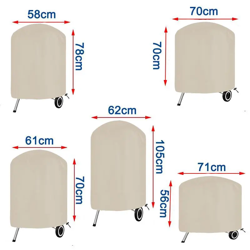 4 Size Circular Barbecue Grill Cover,Anti-Dust Waterproof Weber Heavy Duty Charbroil BBQ Cover,Outdoor Rain Protective Cover view 2