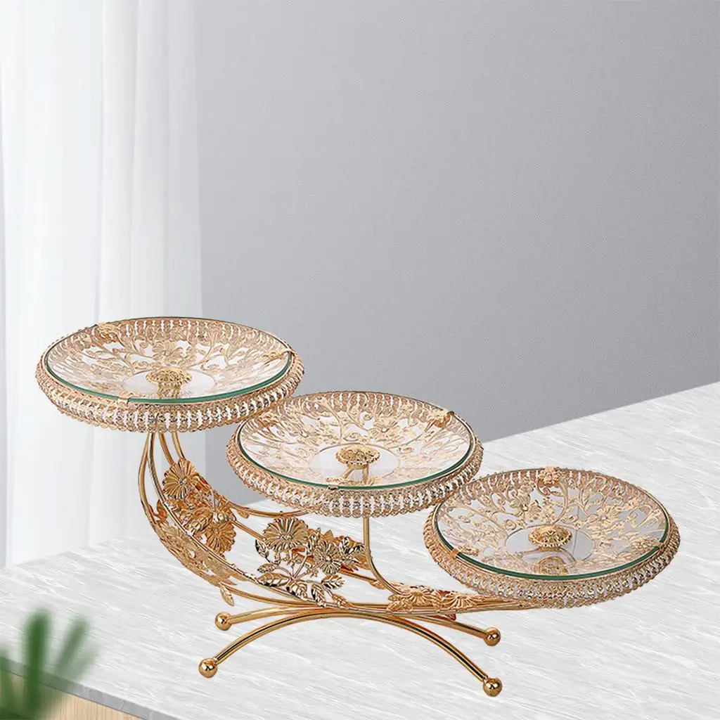 

Luxury Glass Fruit Bowl Decorative Serving Tray Holder Fruit Cupcake Snacks Kitchen Hotel Organizer Decor Ornament Gift